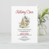 Holiday Cheer Lantern und Baubles Holiday Party Einladung (Stehend Vorderseite)