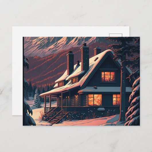 Holiday Cheer mit Wintery Postcard Postkarte (Vorne/Hinten)