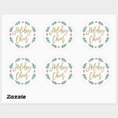 Holiday Cheer Moderne Gold Script Weihnachtskranz Runder Aufkleber (Blatt)