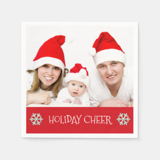 Holiday Cheer Moderner Familienurlaub Foto Napkins Serviette