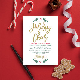 Holiday Cheer Modernes Gold Script Weihnachtsfest  Einladung