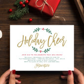Holiday Cheer Modernes Gold Script Weihnachtsfest Einladung