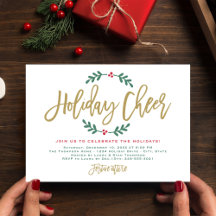 Holiday Cheer Modernes Gold Script Weihnachtsfest 