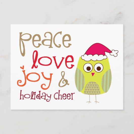 Holiday Cheer Owl, Postkarte (Vorderseite)