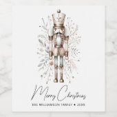 Holiday Cheer Pink Gold Nutcracker Weinetikett (Einzelnes Label)