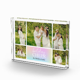 Holiday Cheer Pink Pastell Iridescent Foto Block