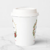 Holiday Cheer Poinsettia Wreath Gold Personalized Pappbecher (Links)