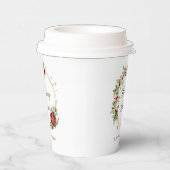 Holiday Cheer Poinsettia Wreath Gold Personalized Pappbecher (Rechts)