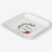 Holiday Cheer Poinsettia Wreath Gold Personalized Pappteller (Gewinkelt)