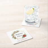 Holiday Cheer Poinsettia Wreath Gold Personalized Rechteckiger Pappuntersetzer (Vor Ort)