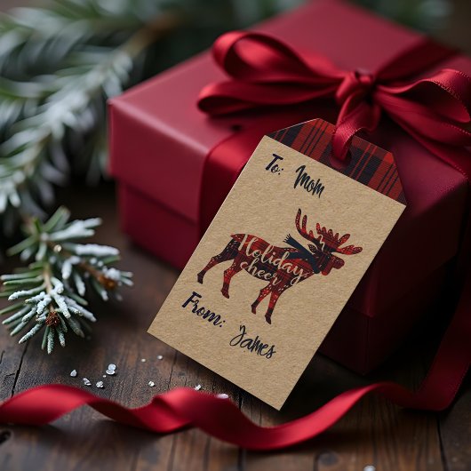 Holiday Cheer | Red Buffalo Kariert Elche Weihnach Geschenkanhänger