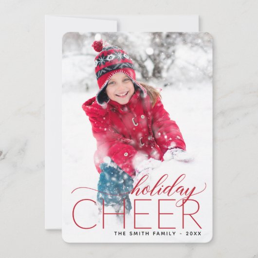Holiday Cheer Red Foto Card Feiertagskarte (Vorderseite)
