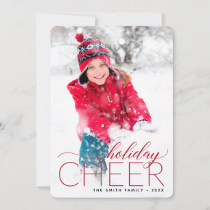 Holiday Cheer Red Foto Card Feiertagskarte
