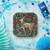 Holiday Cheer Reindeer William Morris Inspired Pappteller (Party)