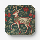 Holiday Cheer Reindeer William Morris Inspired Pappteller (Vorderseite)