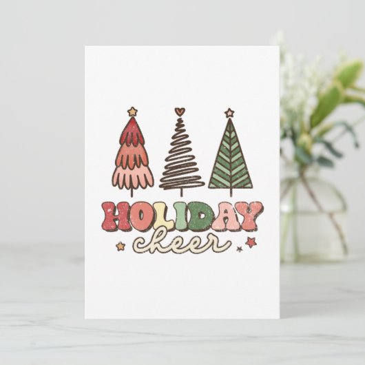 Holiday Cheer Retro Weihnachten Dankeskarte (Stehend Vorderseite)