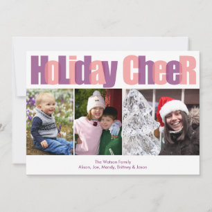 Holiday Cheer rosa lila Overlay Weihnachts-Foto Feiertagskarte