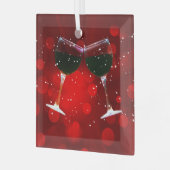 Holiday Cheer Wein Brillen Toasting Ornament Aus Glas (Vorderseite links)