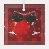 Holiday Cheer Wein Brillen Toasting Ornament Aus Glas (Vorderseite)