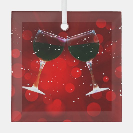 Holiday Cheer Wein Brillen Toasting Ornament Aus Glas (Vorderseite)