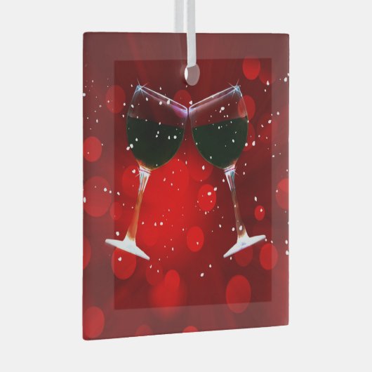 Holiday Cheer Wein Brillen Toasting Ornament Aus Glas (Vorderseite Rechts)