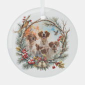  Holiday Cheer With a Brittany Spaniel Ornament Aus Glas (Vorderseite)