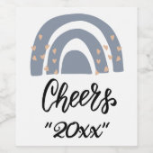 Holiday Cheers Boho Rainbow Modern Weinetikett (Einzelnes Label)