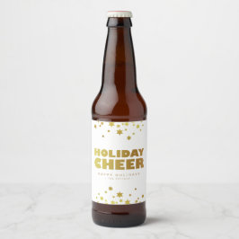 Holiday Cheers | Spaß Weihnachten Weiß & Gold Bierflaschenetikett