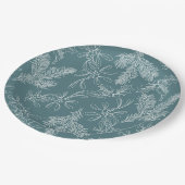 Holiday Chic Aquamarin Floral Corporate Weihnachte Pappteller (Schrägansicht)