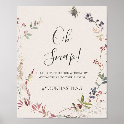 Holiday Chic Botanical | Champagne Oh Snap Hashtag Poster (Vorne)