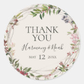Holiday Chic Botanical | Champagne Vielen Dank Runder Aufkleber (Vorderseite)
