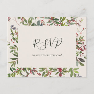 Holiday Chic Botanical   Champagne Wedding RSVP Postkarte