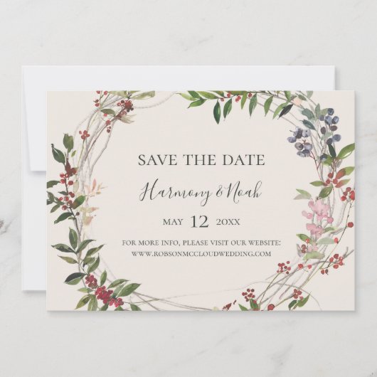 Holiday Chic Botanical | Champagner Horizontal Save The Date (Vorderseite)