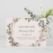 Holiday Chic Botanical | Champagner Horizontal Save The Date (Stehend Vorderseite)