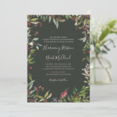 Holiday Chic Botanical | Dark Green Wedding Invita Einladung (Stehend Vorderseite)