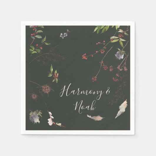 Holiday Chic Botanical Dark Green Wedding Napkins Serviette (Vorderseite)