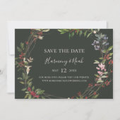 Holiday Chic Botanical | Dunkelgrün horizontal Save The Date (Vorderseite)