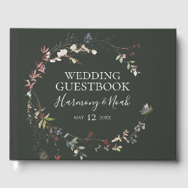 Holiday Chic Botanical | Dunkelgrüne Hochzeit Gästebuch