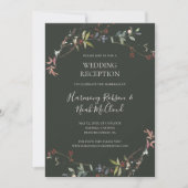 Holiday Chic Botanical Green Wedding Empfang Einladung (Vorderseite)
