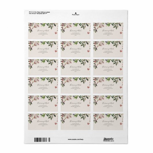 Holiday Chic Botanical Ivory UAWG Address Label Adressaufkleber (Vorne)