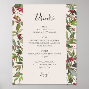 Holiday Chic Botanical Menü "Champagner Drinks" Poster