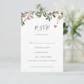 Holiday Chic Botanical | White Song Request RSVP Karte (Stehend Vorderseite)