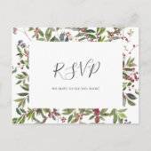 Holiday Chic Botanical | White Wedding RSVP Postkarte (Vorderseite)