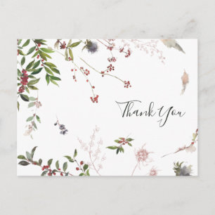 Holiday Chic Botanical White Wedding Vielen Dank Postkarte