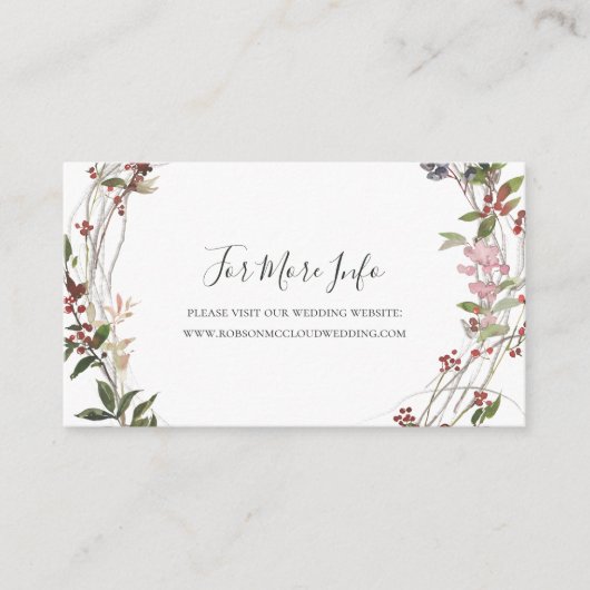 Holiday Chic Botanical | White Wedding Website Begleitkarte (Vorderseite)