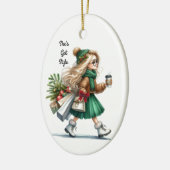 Holiday Chic Stilvolle Blond Fashion Personalisier Keramik Ornament (Links)