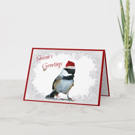 Holiday Chickadee Feiertagskarte (Vorderseite)