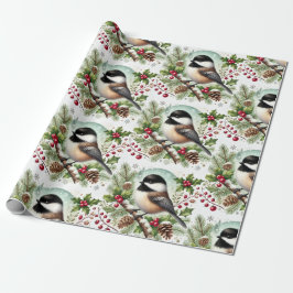 Holiday Chickadee Geschenkpapier