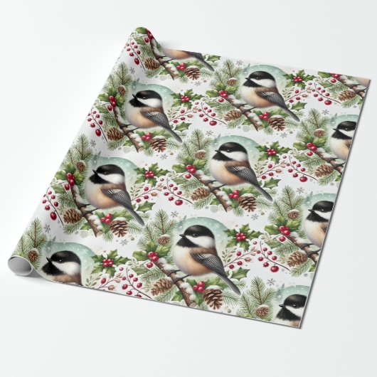 Holiday Chickadee Geschenkpapier (Ungerollt)
