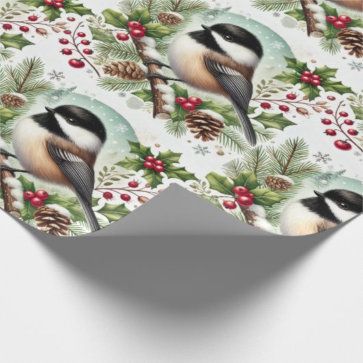 Holiday Chickadee Geschenkpapier (Ecke)